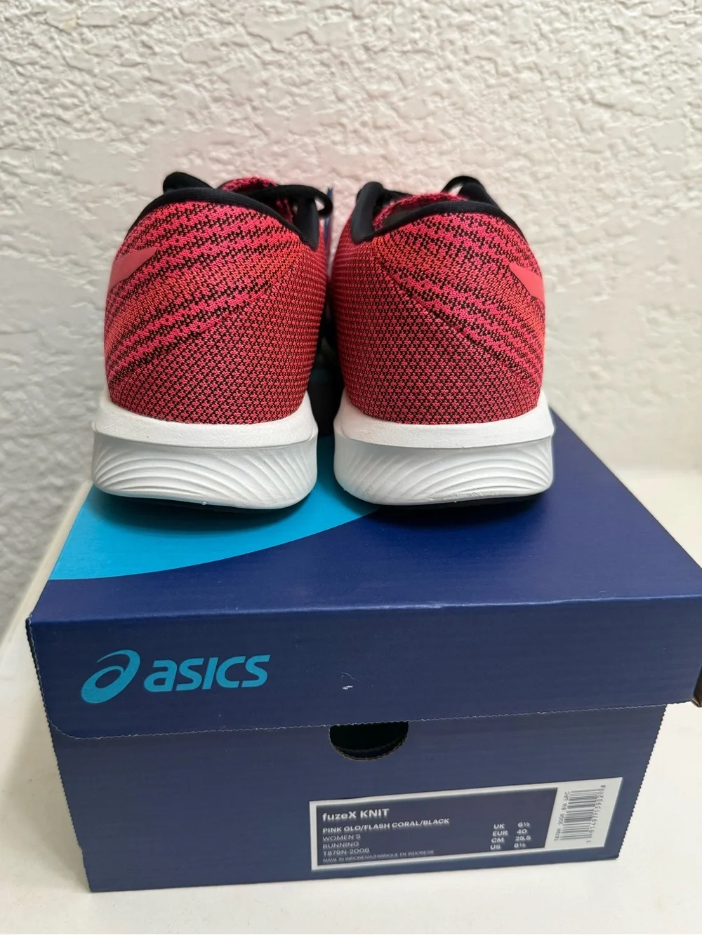 ASICS Women's fuzeX Knit Running Shoe Pink Glo/Flash Coral/Black 8.5